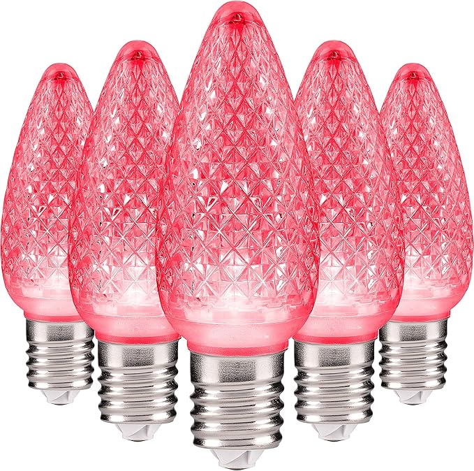HLO Lighting Set of 500 Pink C9 Faceted LED Christmas Light Bulbs for Indoor & Outdoor Use | Durable Replacement Bulbs - Bloomnest