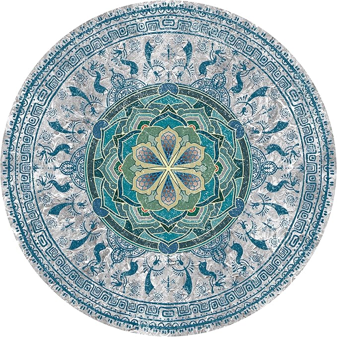 Knsbk Large Round Yoga Mat 4.6'X3.5mm for Exercise Premium Extra Thick, Ultra Comfortable, Non Slip, Meditation Mat - Bloomnest