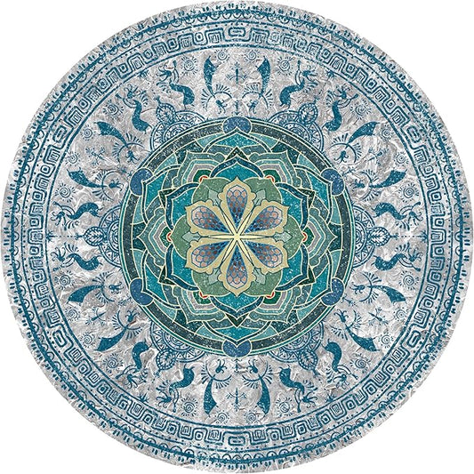 Knsbk Large Round Yoga Mat 4.6'X3.5mm for Exercise Premium Extra Thick, Ultra Comfortable, Non Slip, Meditation Mat - Bloomnest
