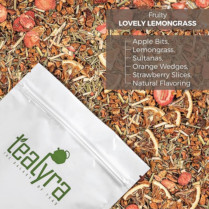 Tealyra - Lovely Lemongrass - Strawberry - Orange - Fruity Herbal Loose Leaf Tea - Hot and Iced Drink - Vitamins and Antioxidants Rich - Caffeine Free - All Natural - 112g (4-ounce) - Bloomnest