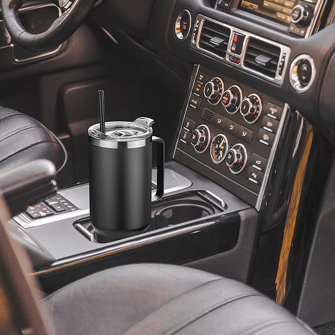 HASLE OUTFITTERS 40 oz Stainless Steel Tumbler with Handle, Vacuum Insulated Tumblers Bulk, Reusable Double Wall Travel Coffee Mug, Durable Powder Coated Water Bottles(Black, 4) - Bloomnest