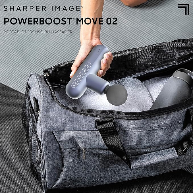 Sharper Image Powerboost Move 2.0 - Mini Percussion Massage Gun| 4 Attachments, 4 Speeds| Portable Full Body Back & Shoulder Massager| Muscle Recovery & Pain Relief| Deep Tissue Massage Tool Gift - Bloomnest