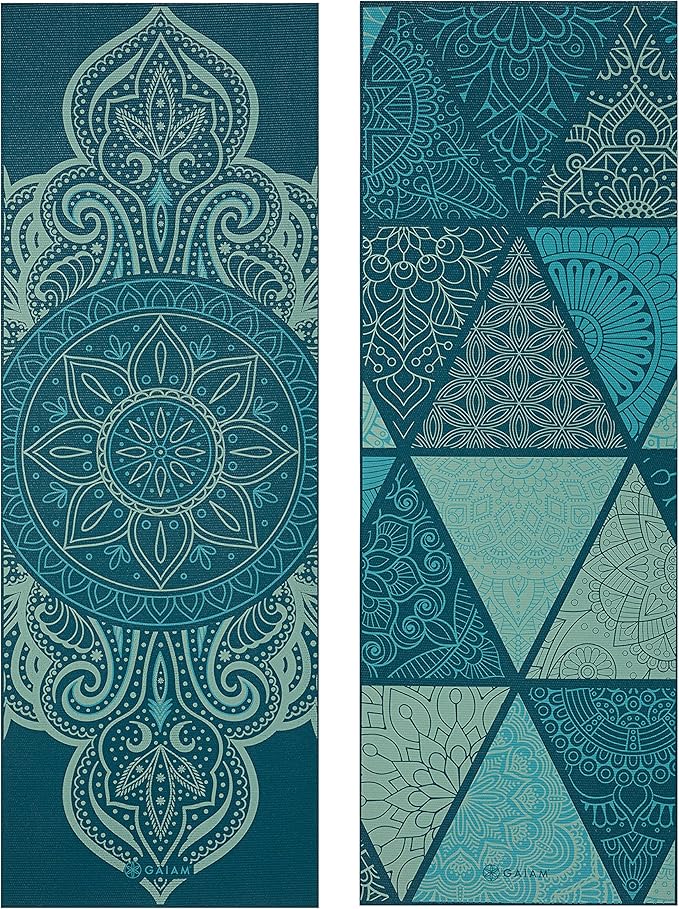 Gaiam Yoga Mat - Premium 6mm Print Reversible Extra Thick Non Slip Exercise & Fitness Mat for All Types of Yoga, Pilates & Floor Workouts (68" x 24" x 6mm Thick) - Bloomnest