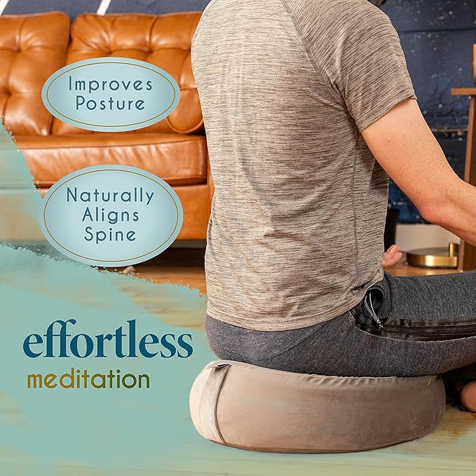 Florensi Meditation Cushion - Comfortable Floor Pillow - Traditional Tibetan Meditation Pillow with Beautiful Velvet Cover - Large Floor Cushion Seating for Adults - Premium Yoga Buckwheat Bolster - Bloomnest