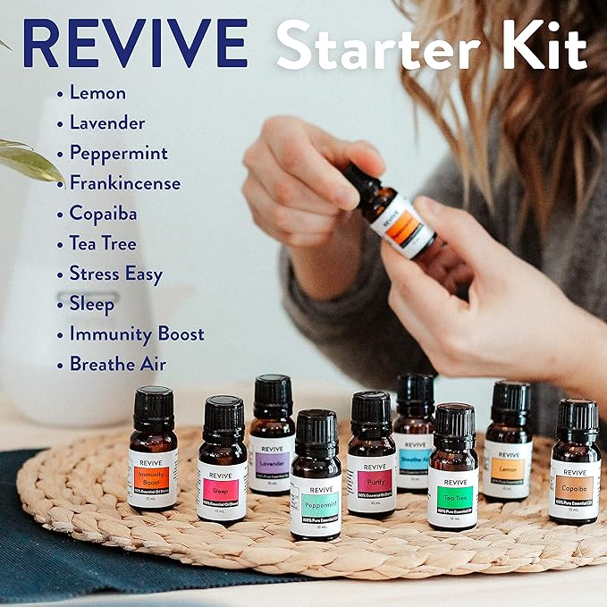 Starter Kit by Revive Essential Oils - 100% Pure Therapeutic Grade, for Diffuser, Humidifier, Massage, Aromatherapy, Skin & Hair Care - Bloomnest