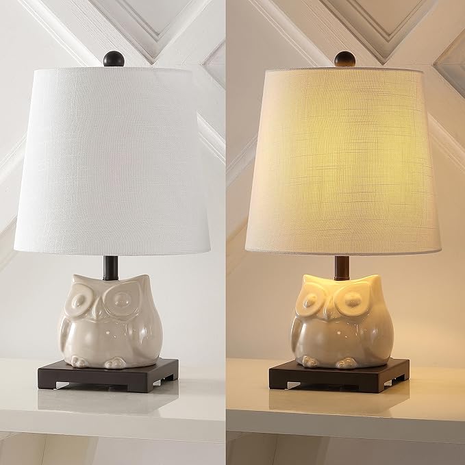 JONATHAN Y JYL3014B Justina 16" Ceramic Mini LED Table Lamp, Cottage,Transitional for Bedroom, Living Room, Office, Kids Room, Entryway, College Dorm, Bookcase, LED Bulb Included, Antique White - Bloomnest