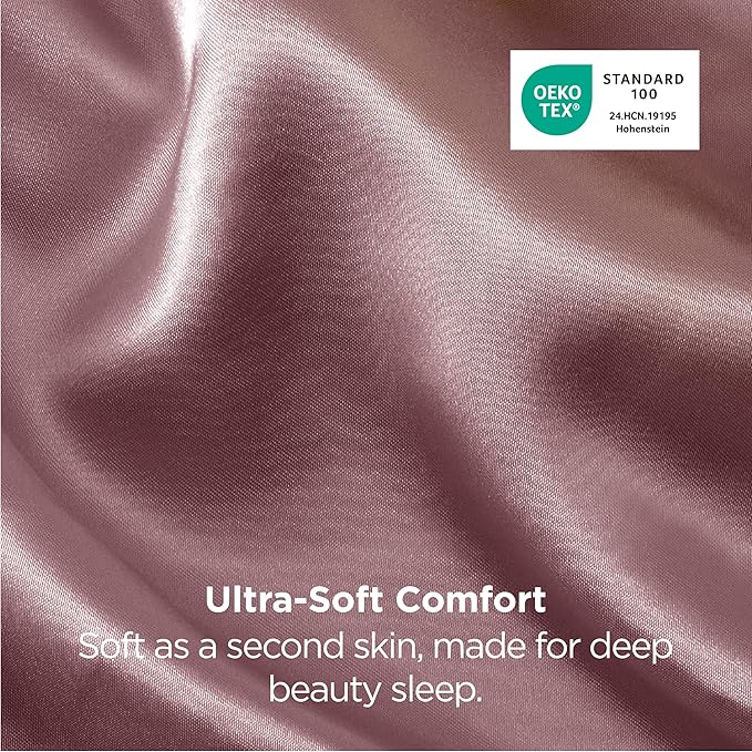 Bedsure Satin Pillowcase 2 Pack Similar to Silk Pillow Cases Standard Size, Pillow Case for Sleeping Women with Envelope Closure, Gifts for Women Men, Nostalgia Rose, 20x26 Inches, 2pcs - Bloomnest