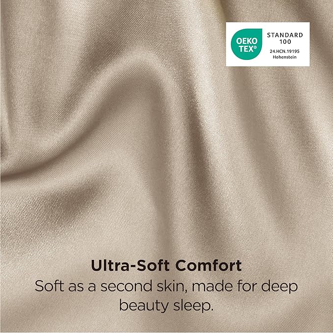 Bedsure Satin Pillowcases, Similar to Silk Pillow Cases Queen Size Set of 2, Pillow Case for Sleeping Women with Envelope Closure, Gifts for Women Men, Khaki, 20x30 Inches, 2pcs - Bloomnest