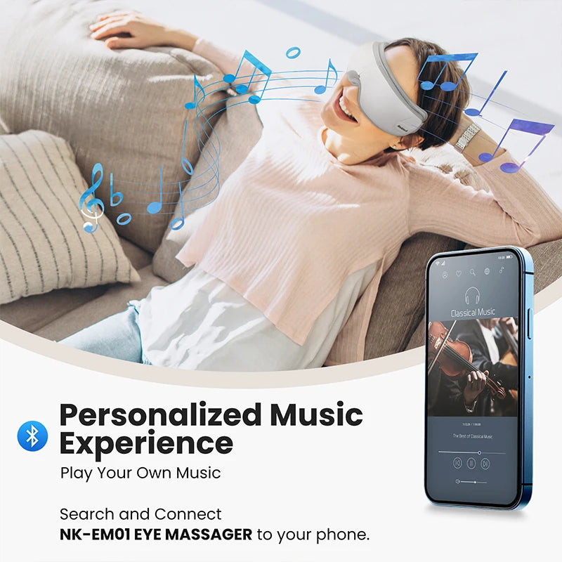 Eye Massager with Heat, Bluetooth Eye Mask for Migraine Relief, Eye Care Gift to Reduce Strain & Dry Eyes, Sleep Aid Relaxation Bloomnest