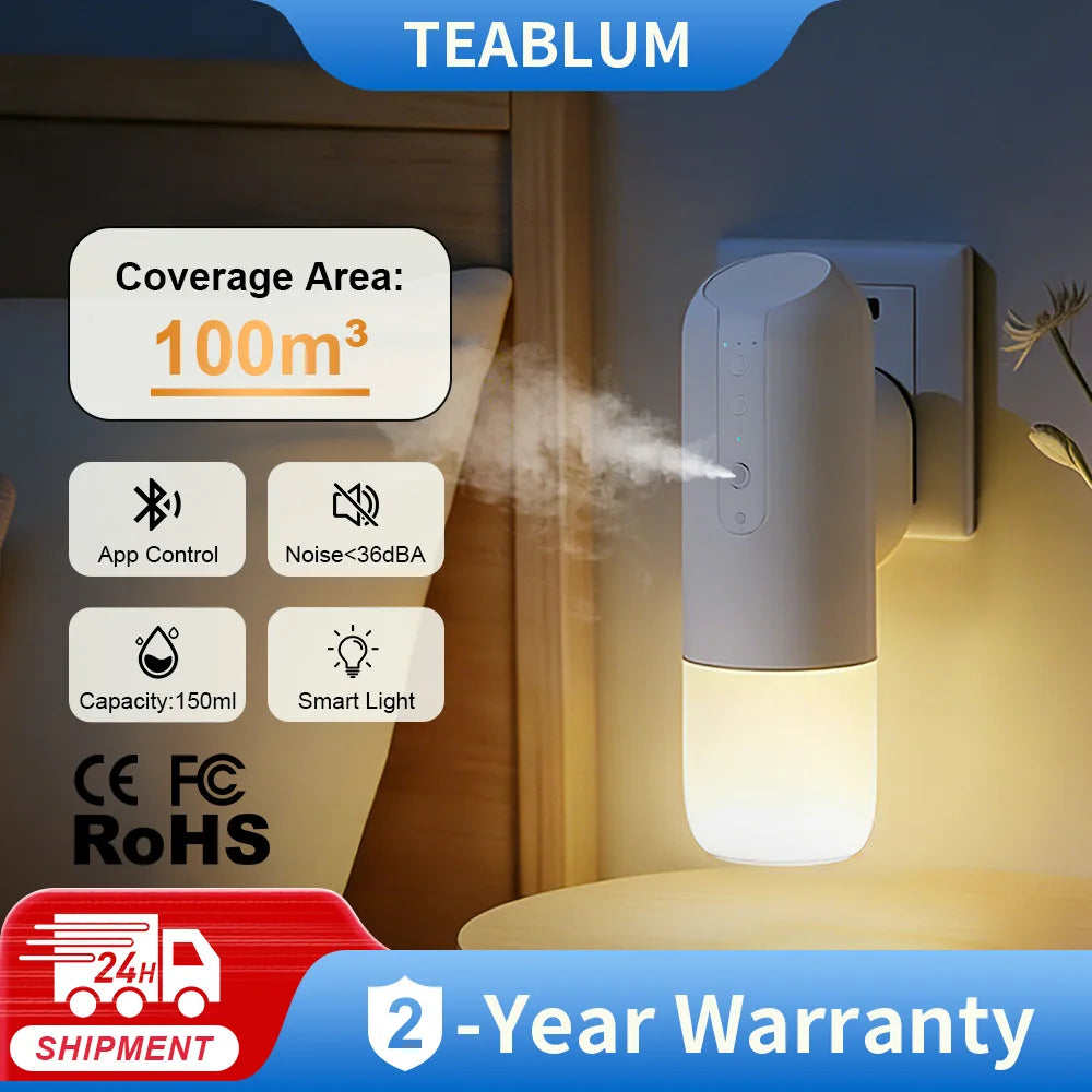 TEABLUM 100m³ Smart Automatic Air Freshener Plug in Diffuser Hotel Scent Diffuser for Home and Toilet 150ml Fragrance Diffuser Bloomnest