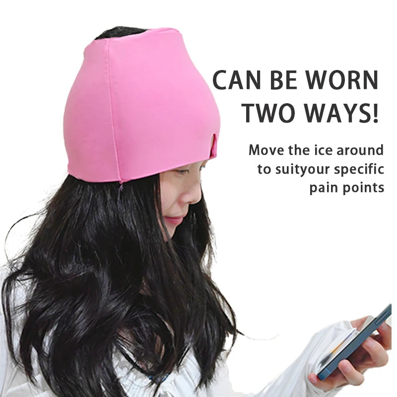 "Gel Ice Headache & Migraine Relief Hat, Cold Compress Therapy Cap, Ice Head Wrap & Eye Mask for Pain Relief Bloomnest
