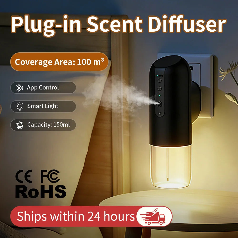 TEABLUM 100m³ Smart Automatic Air Freshener Plug in Diffuser Hotel Scent Diffuser for Home and Toilet 150ml Fragrance Diffuser Bloomnest