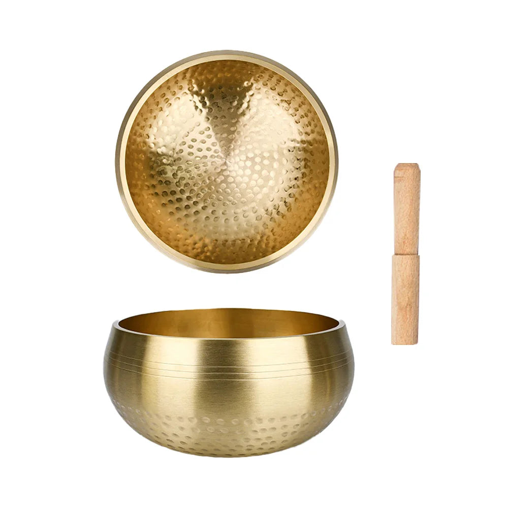 Tibetan Handmade Brass Singing Bowl, Yoga Meditation Bowl for Sound Healing Stress Relief, Buddha Mindfulness bowl Instrument Bloomnest