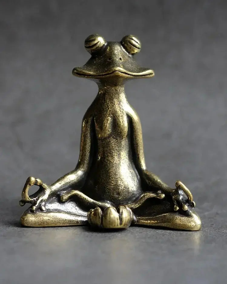 Retro Copperware Incense Socket Zen Frog Ornaments Solid Pure Copper Frog Tea Pet Incense Holder Ornaments