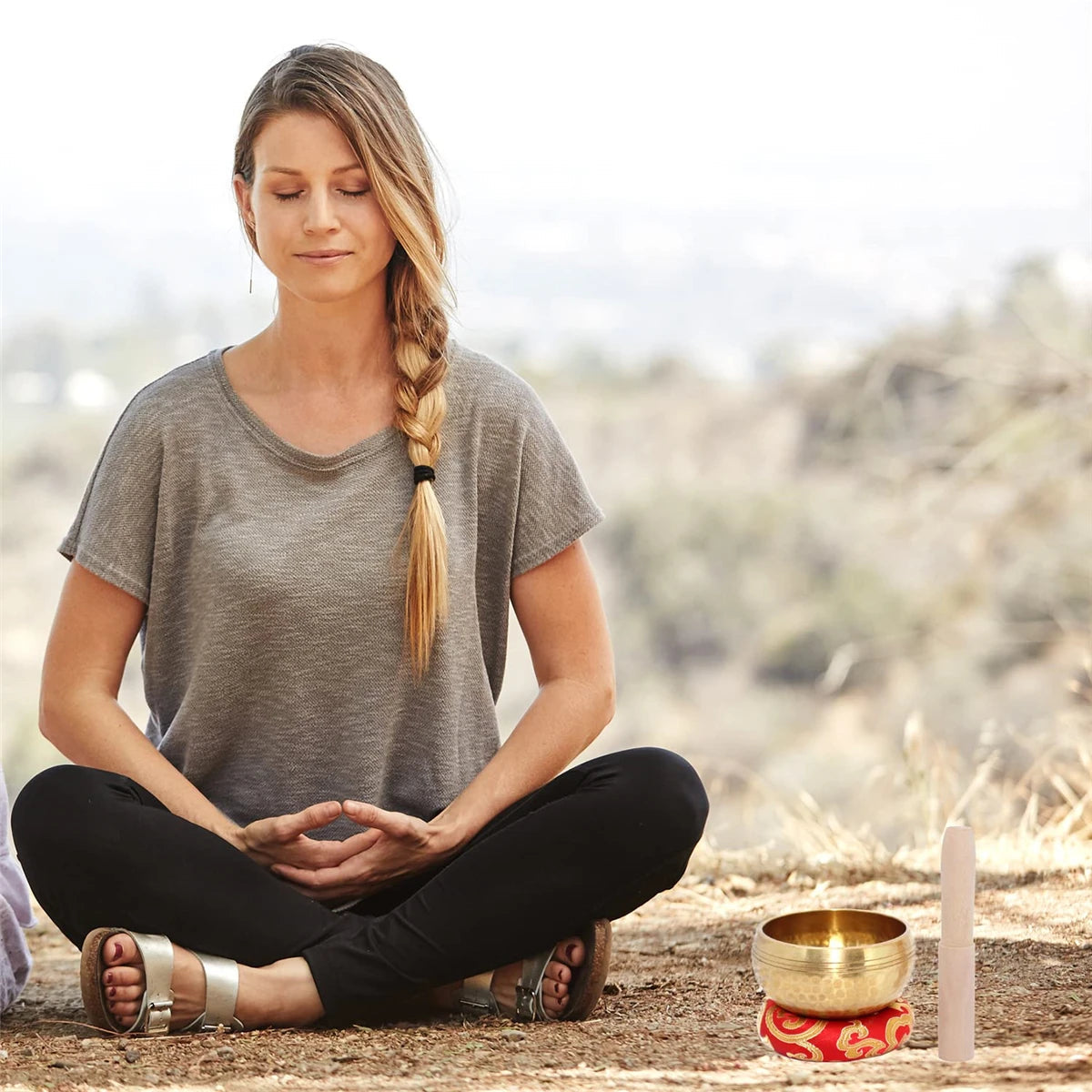 Tibetan Singing Bowl Set Sound Bowl Meditation Bowl Unique Gift Helpful for Meditation Yoga Stress Relief Bloomnest