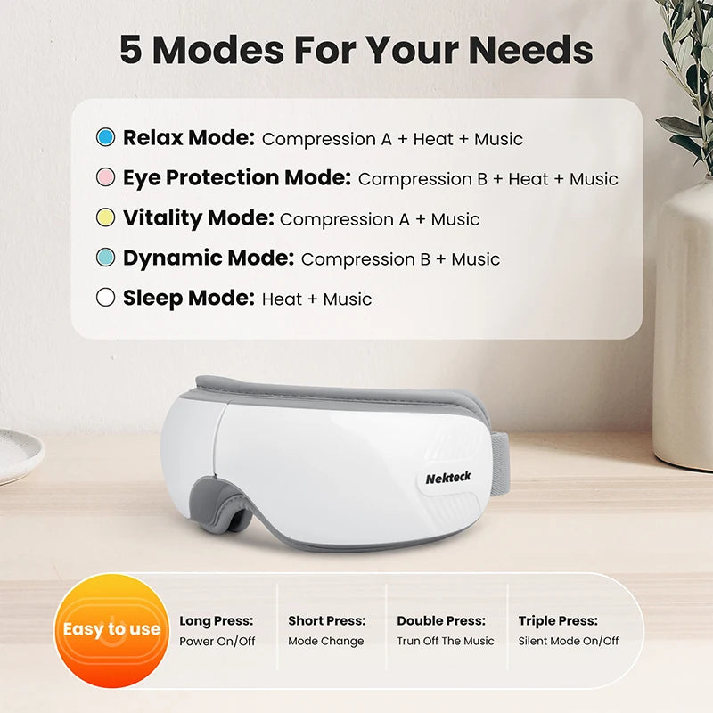 Eye Massager with Heat, Bluetooth Eye Mask for Migraine Relief, Eye Care Gift to Reduce Strain & Dry Eyes, Sleep Aid Relaxation Bloomnest