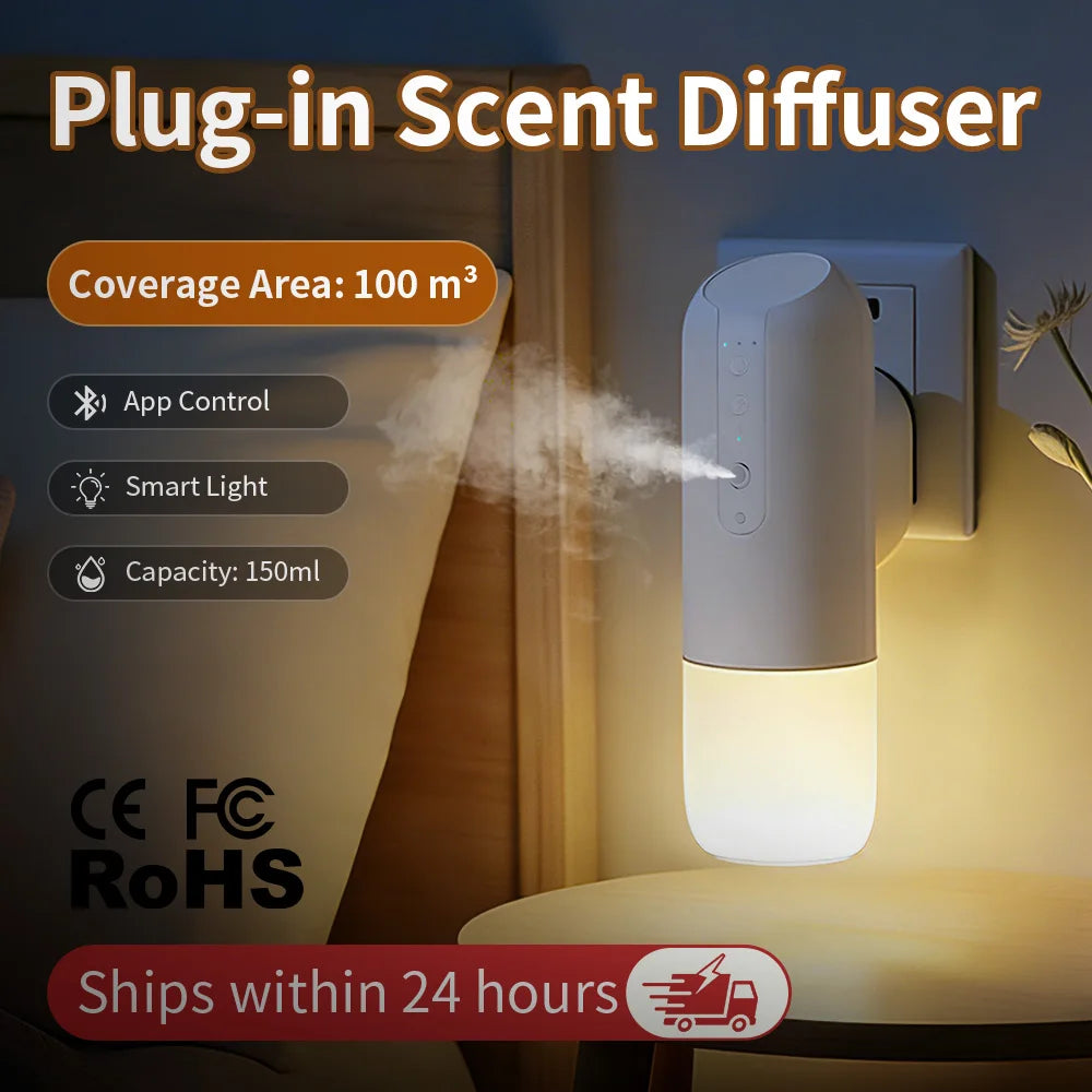 TEABLUM 100m³ Smart Automatic Air Freshener Plug in Diffuser Hotel Scent Diffuser for Home and Toilet 150ml Fragrance Diffuser Bloomnest