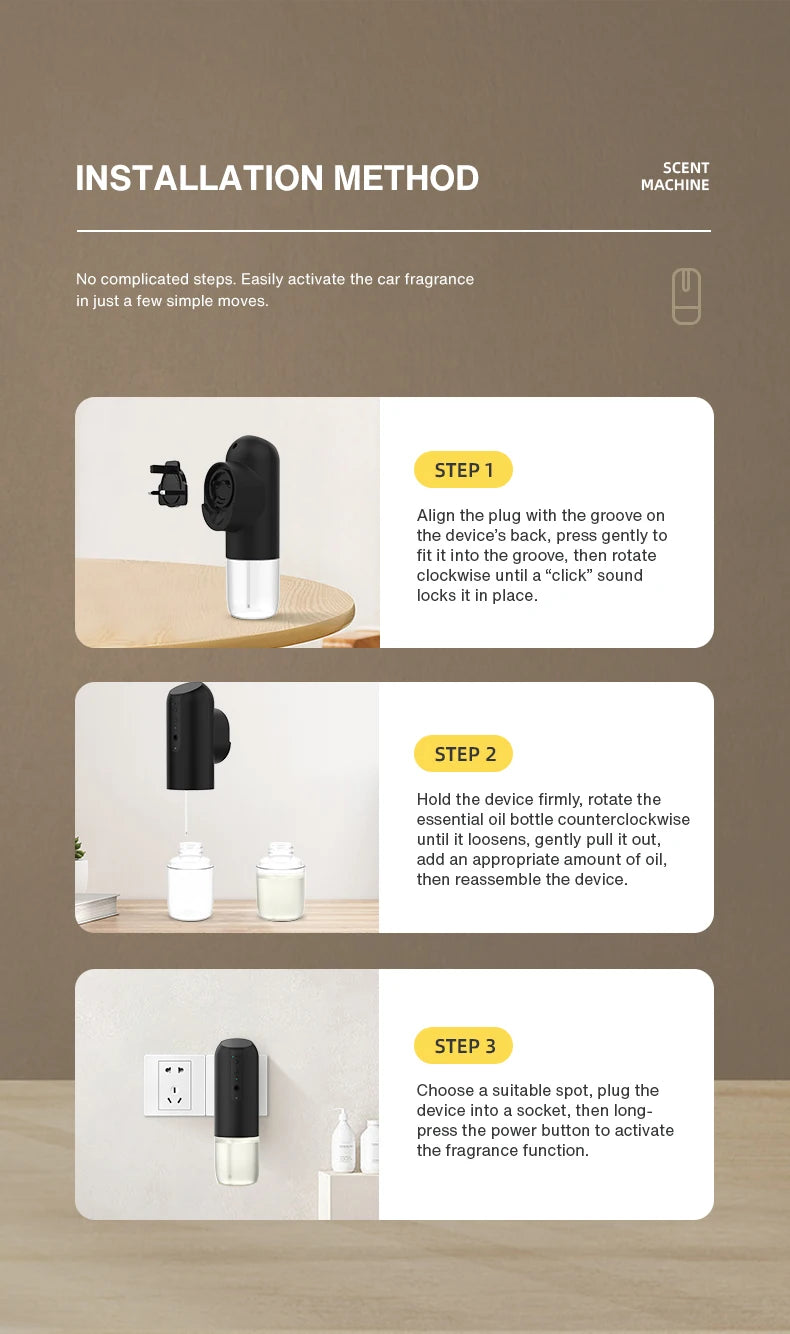 TEABLUM 100m³ Smart Automatic Air Freshener Plug in Diffuser Hotel Scent Diffuser for Home and Toilet 150ml Fragrance Diffuser Bloomnest