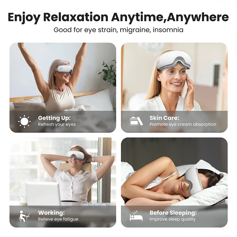 Eye Massager with Heat, Bluetooth Eye Mask for Migraine Relief, Eye Care Gift to Reduce Strain & Dry Eyes, Sleep Aid Relaxation Bloomnest