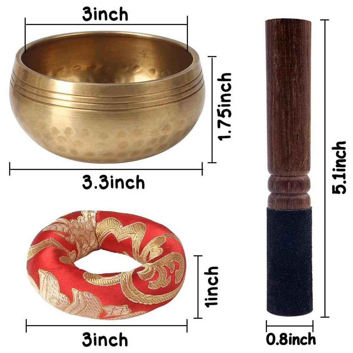 Tibetan Singing Bowl Set Sound Bowl Meditation Bowl Unique Gift Helpful for Meditation Yoga Stress Relief Bloomnest
